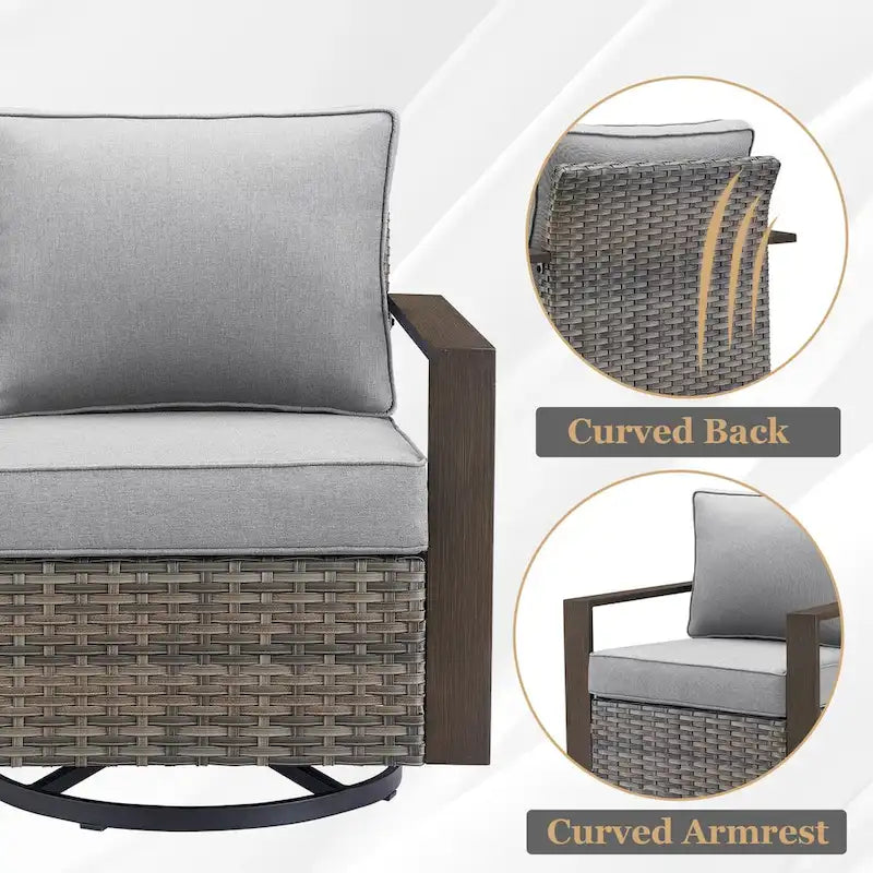 Gymojoy 4 Outdoor Wicker Swivel Patio Chairs - Grey