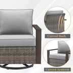 Gymojoy 4 Outdoor Wicker Swivel Patio Chairs - Grey