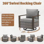 Gymojoy 4 Outdoor Wicker Swivel Patio Chairs - Grey