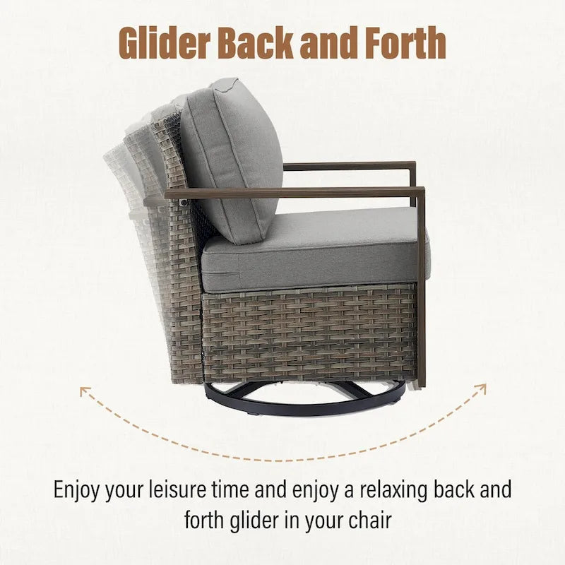 Gymojoy 4 Outdoor Wicker Swivel Patio Chairs - Grey