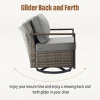 Gymojoy 4 Outdoor Wicker Swivel Patio Chairs - Grey