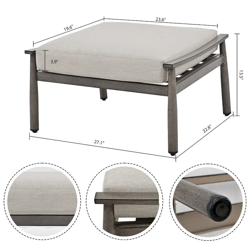 7-Piece Aluminum Patio Conversation Set, 3-Seat Outdoor Couch with Ottomans , 2 Swivel Chairsand Coffee Table