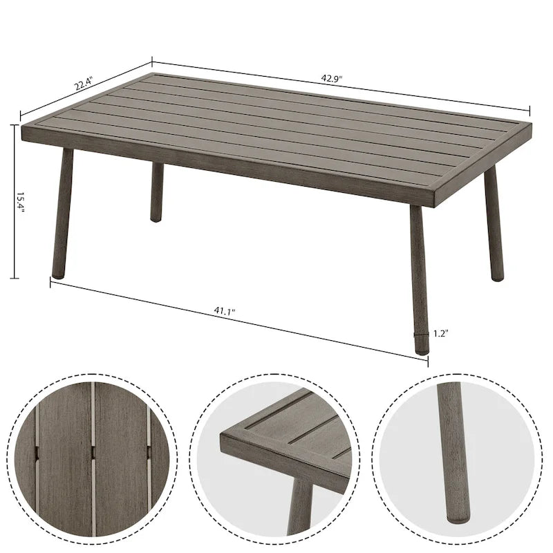 7-Piece Aluminum Patio Conversation Set, 3-Seat Outdoor Couch with Ottomans , 2 Swivel Chairsand Coffee Table