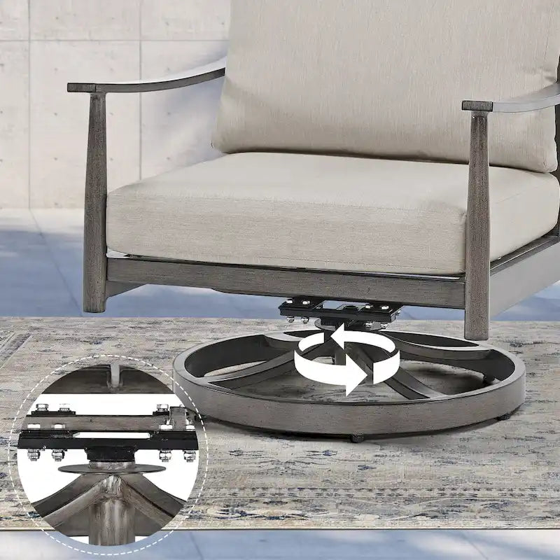 7-Piece Aluminum Patio Conversation Set, 3-Seat Outdoor Couch with Ottomans , 2 Swivel Chairsand Coffee Table