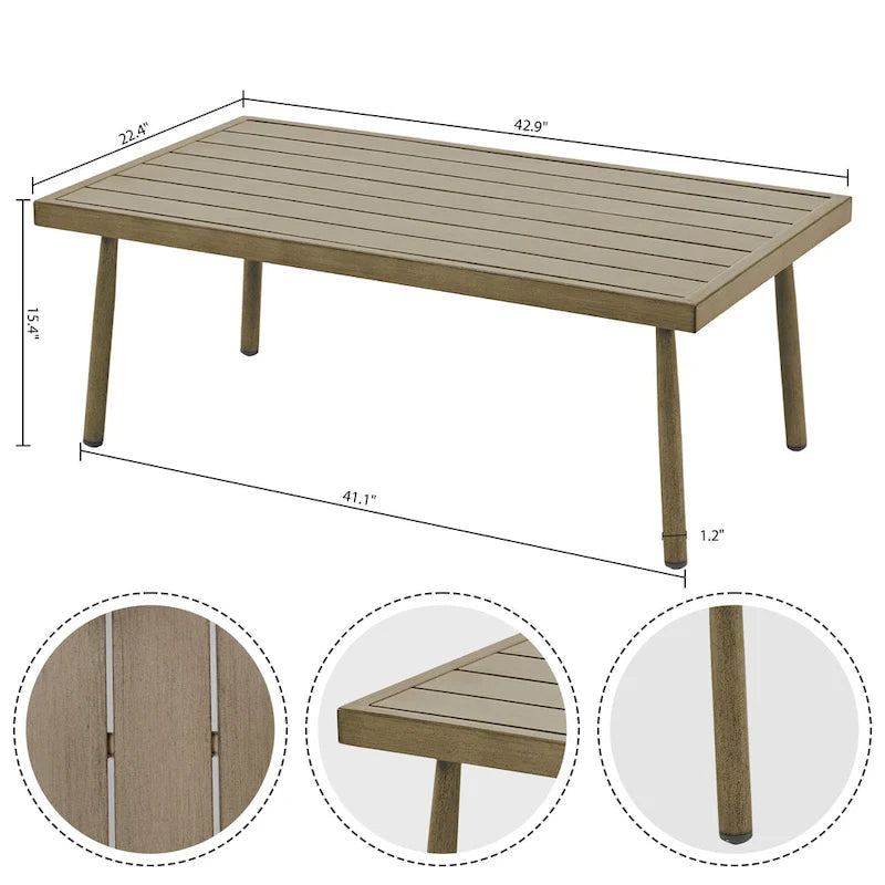 7-Piece Aluminum Patio Conversation Set, 3-Seat Outdoor Couch with Ottomans , 2 Swivel Chairsand Coffee Table