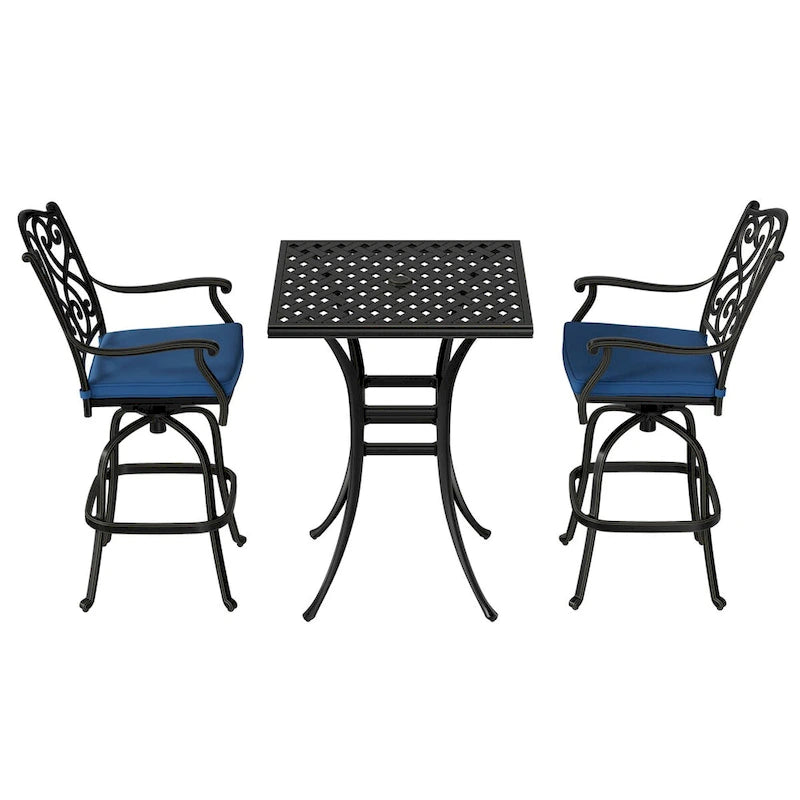 2 - Person Square Outdoor Dining Set with Cushions