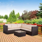 6-Piece Outdoor Rattan Patio Conversation Furniture Set for Backyard, Poolside