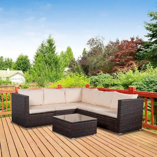 Set da 6 mobili da esterno in rattan per conversazione per patio, cortile, bordo piscina