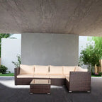 6-Piece Outdoor Rattan Patio Conversation Furniture Set for Backyard, Poolside