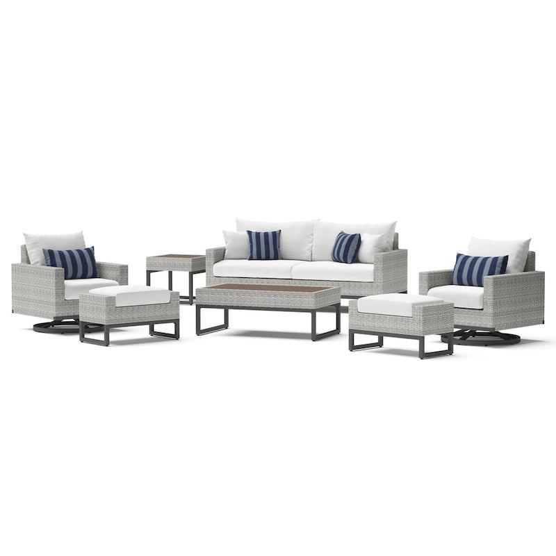 Milo Gray 7 Piece Sunbrella Outdoor Patio Motion Deep Seating Set