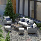 Milo Gray 7 Piece Sunbrella Outdoor Patio Motion Deep Seating Set