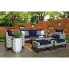Milo Gray 7 Piece Sunbrella Outdoor Patio Motion Deep Seating Set