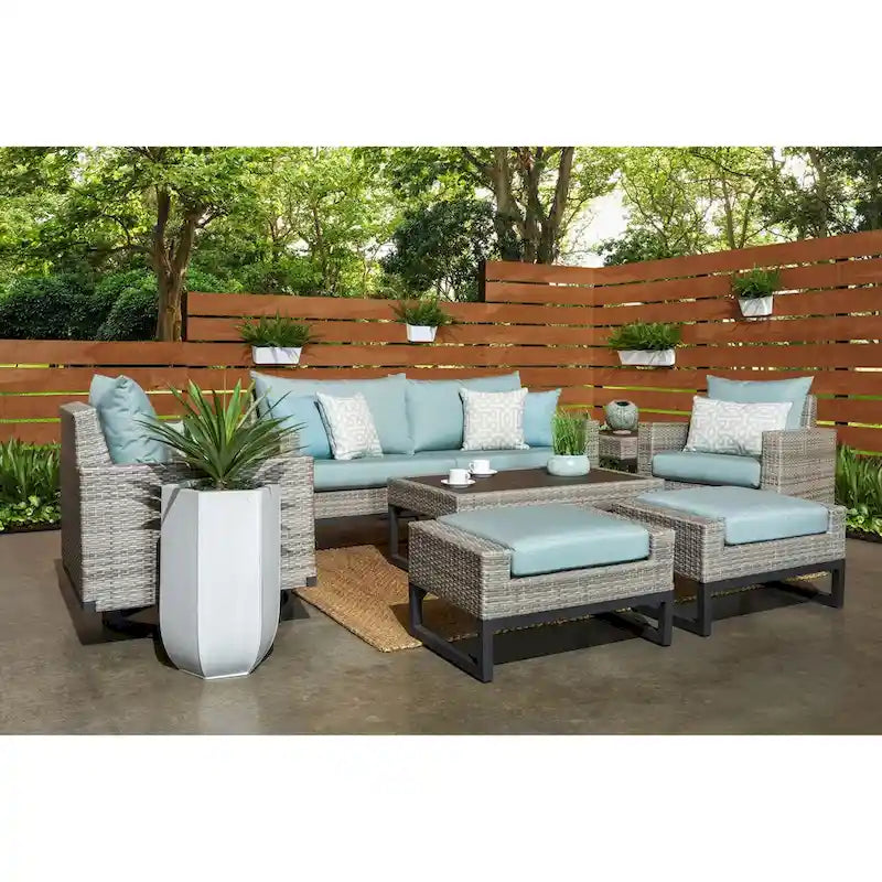 Milo Gray 7 Piece Sunbrella Outdoor Patio Motion Deep Seating Set