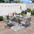 5-Piece Aluminum Patio Dining Set with 2 Swivel Dining Chairs and 2 Dining Chairs and Washable Cushions