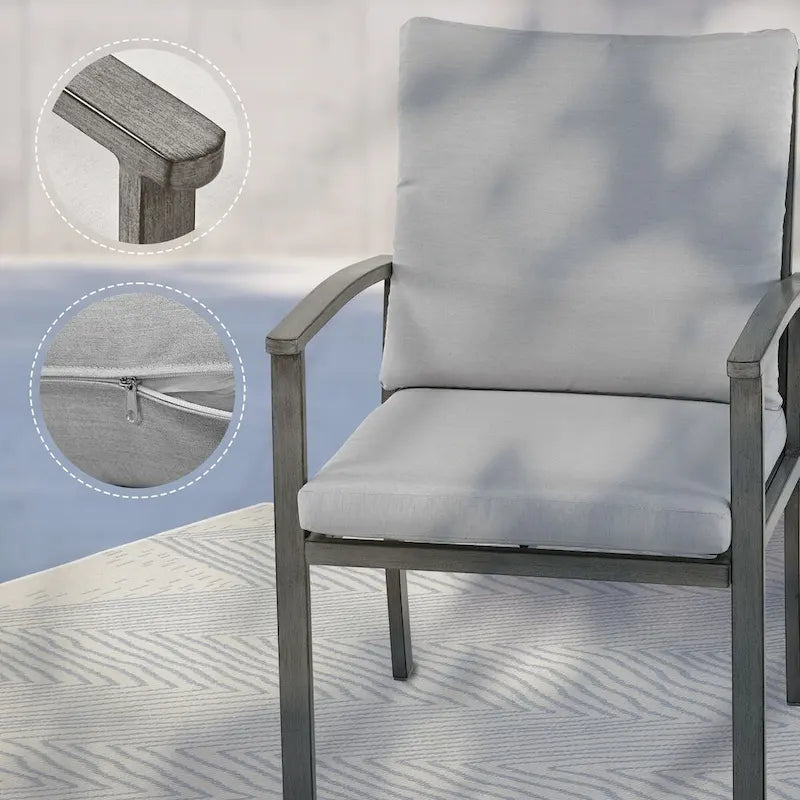 5-Piece Aluminum Patio Dining Set with 2 Swivel Dining Chairs and 2 Dining Chairs and Washable Cushions