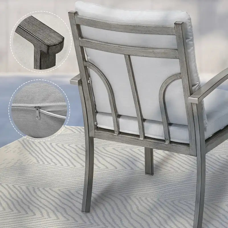 5-Piece Aluminum Patio Dining Set with 2 Swivel Dining Chairs and 2 Dining Chairs and Washable Cushions