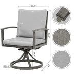 5-Piece Aluminum Patio Dining Set with 2 Swivel Dining Chairs and 2 Dining Chairs and Washable Cushions