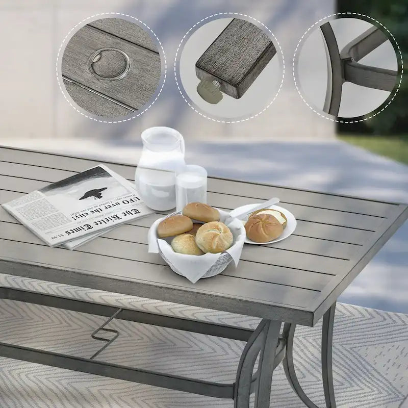 5-Piece Aluminum Patio Dining Set with 2 Swivel Dining Chairs and 2 Dining Chairs and Washable Cushions