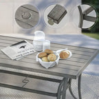5-Piece Aluminum Patio Dining Set with 2 Swivel Dining Chairs and 2 Dining Chairs and Washable Cushions