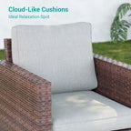 LIVOOSUN 3-Piece Patio Sofa Set Brown Rattan Swivel Rocking Chair Side Table