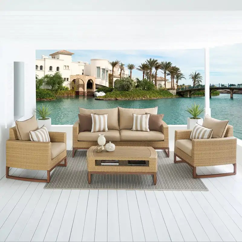 Milea 4 Piece Sunbrella Outdoor Patio Seating Set