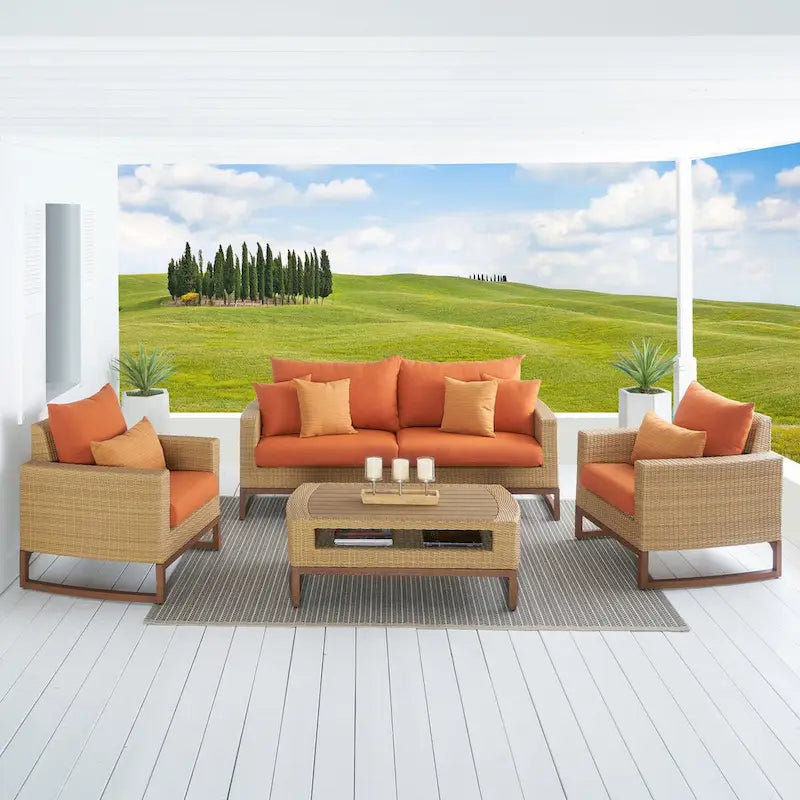 Milea 4 Piece Sunbrella Outdoor Patio Seating Set