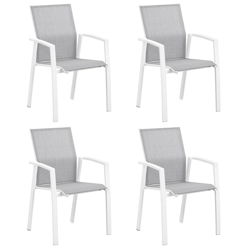 Sedia da pranzo impilabile con braccioli in alluminio (set da 4)