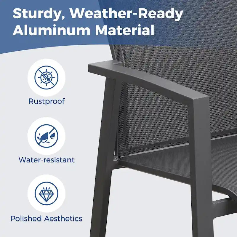 Stacking Aluminum Patio Dining Armchair (Set of 4)