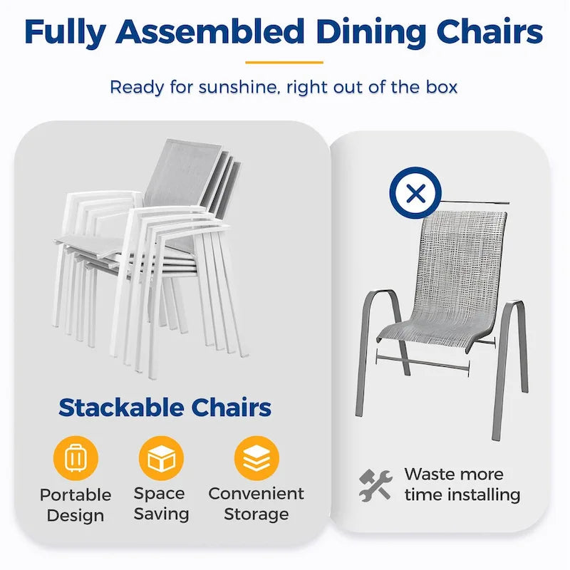 Stacking Aluminum Patio Dining Armchair (Set of 4)