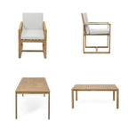 Outdoor Dining Table and Chair Set w/ and Removable Cushions for Patio