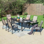 MAISON ARTS 7/9-Piece Patio Dining Set with Metal Expandable Table and Textilene Fabric Padded Armchairs
