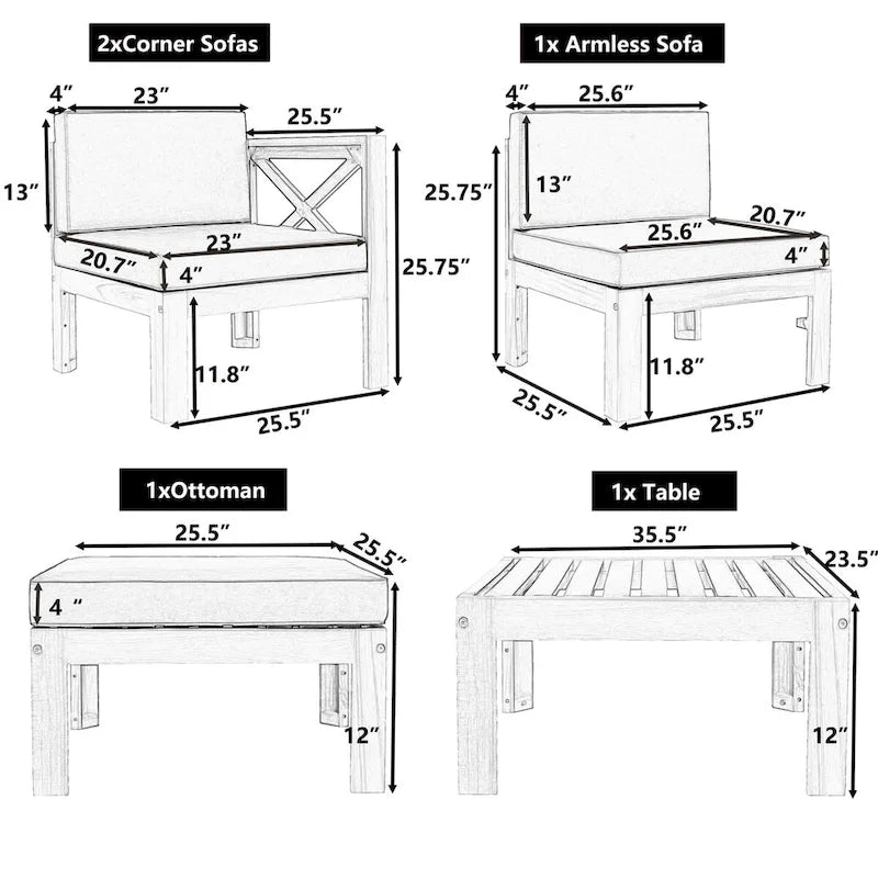 5-Piece Sectional Sofa Seating Group Set