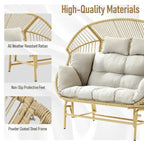 Outdoor Oversized Wicker Double Egg Chair w/ 7 Cushions - Yellow
