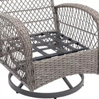 Set da 3 Poltrone da Esterno Girevoli e a Dondolo, Set Conversazione da Patio con Dondolo a 360 Gradi