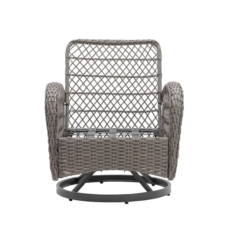 Set da 3 Poltrone da Esterno Girevoli e a Dondolo, Set Conversazione da Patio con Dondolo a 360 Gradi