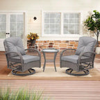 Set da 3 Poltrone da Esterno Girevoli e a Dondolo, Set Conversazione da Patio con Dondolo a 360 Gradi
