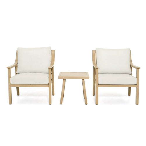 3-Piece Aluminum Patio Conversation Set with End Table and Cushions