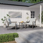 3-Piece Aluminum Patio Conversation Set with End Table and Cushions