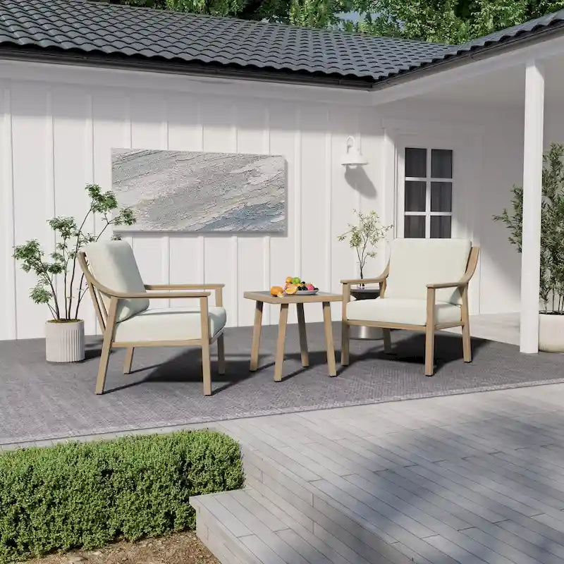 3-Piece Aluminum Patio Conversation Set with End Table and Cushions