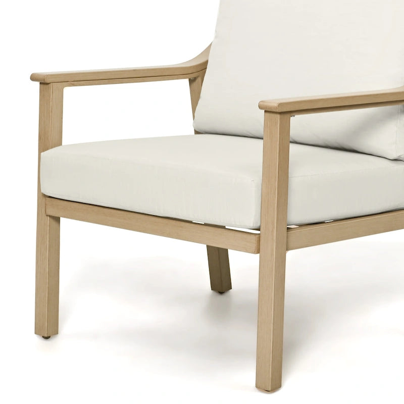 3-Piece Aluminum Patio Conversation Set with End Table and Cushions