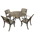 Outdoor Mesh Lattice 48 inch Bronze Round Dining Set with Four Chairs