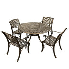 Outdoor Mesh Lattice 48 inch Bronze Round Dining Set with Four Chairs