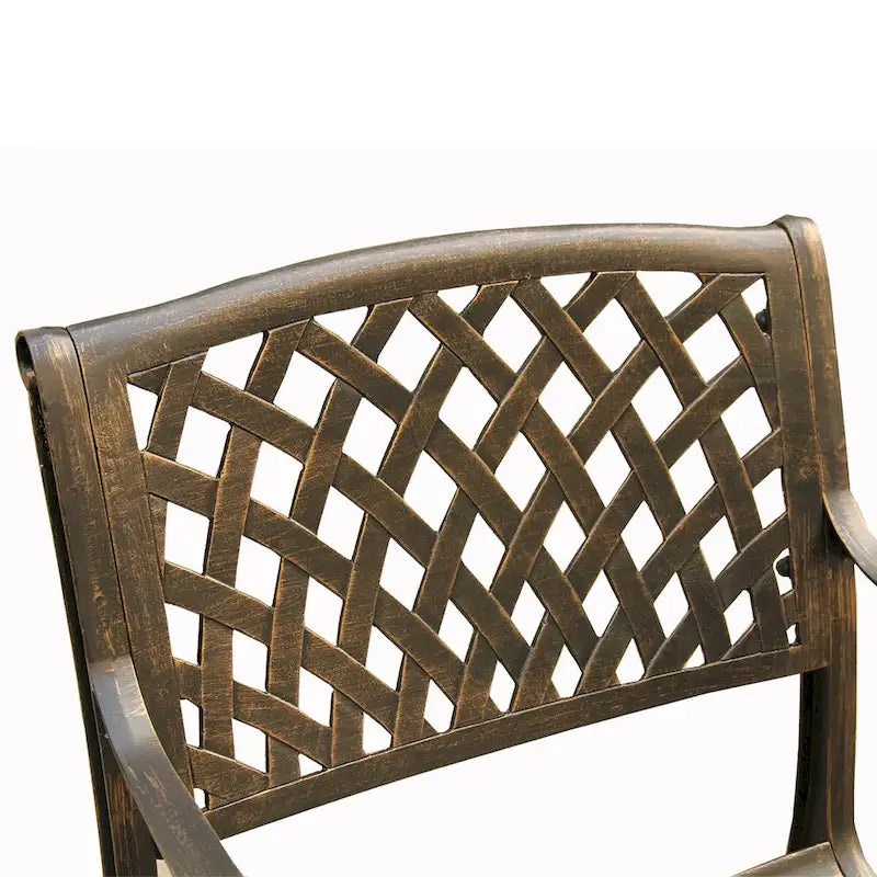 Outdoor Mesh Lattice 48 inch Bronze Round Dining Set with Four Chairs
