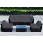 Set da conversazione Ohana Outdoor in vimini nero imbottito da 6 pezzi - Nessun assemblaggio