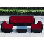 Set da conversazione Ohana Outdoor in vimini nero imbottito da 6 pezzi - Nessun assemblaggio
