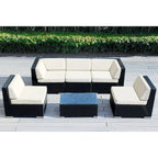 Set da conversazione Ohana Outdoor in vimini nero imbottito da 6 pezzi - Nessun assemblaggio