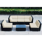 Set da conversazione Ohana Outdoor in vimini nero imbottito da 6 pezzi - Nessun assemblaggio
