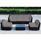 Set da conversazione Ohana Outdoor in vimini nero imbottito da 6 pezzi - Nessun assemblaggio