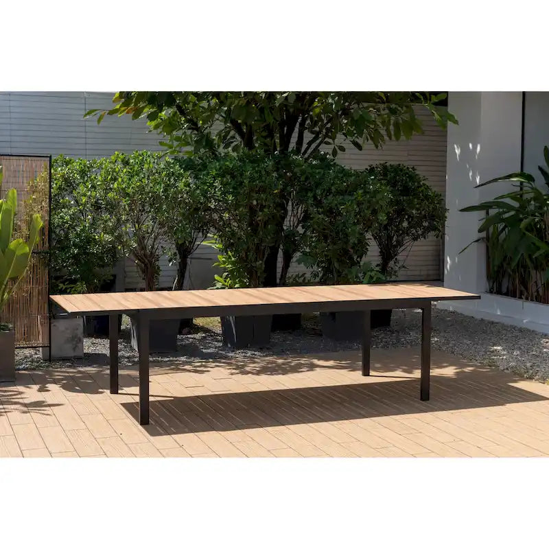 Amazonia Extendable Aluminum and Rope Outdoor Patio Dining Table