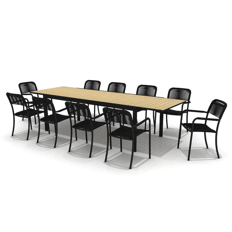 Amazonia Extendable Aluminum and Rope Outdoor Patio Dining Table
